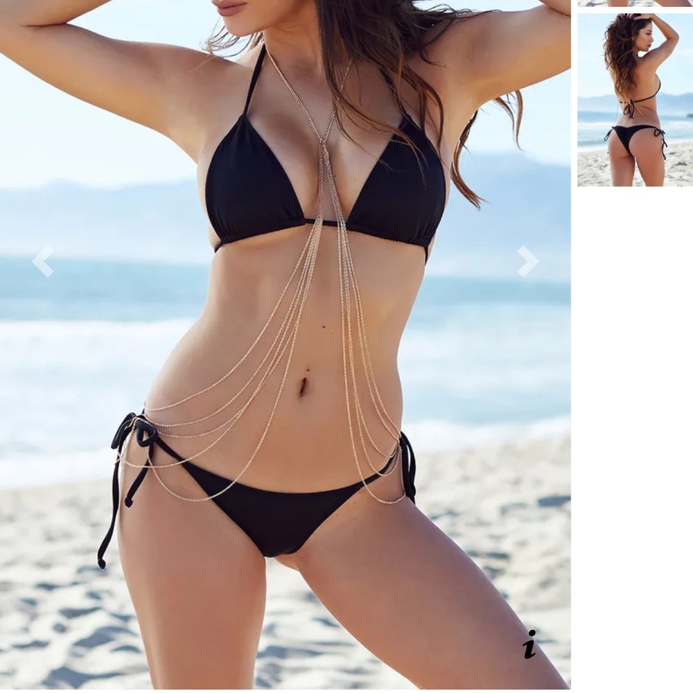 Black Shiny Bikini Bottom & Top with Tie Sides